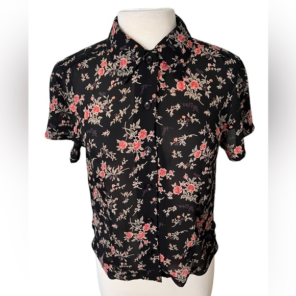 Vintage 90s Express Compagnie Internationale Floral Button Up - Picture 1 of 8